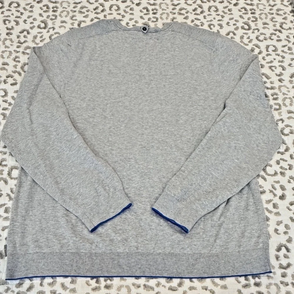 TED BAKER London Men's V-Neck Lightweight Logo Sweater; Gray; UK Size 6/US Small
